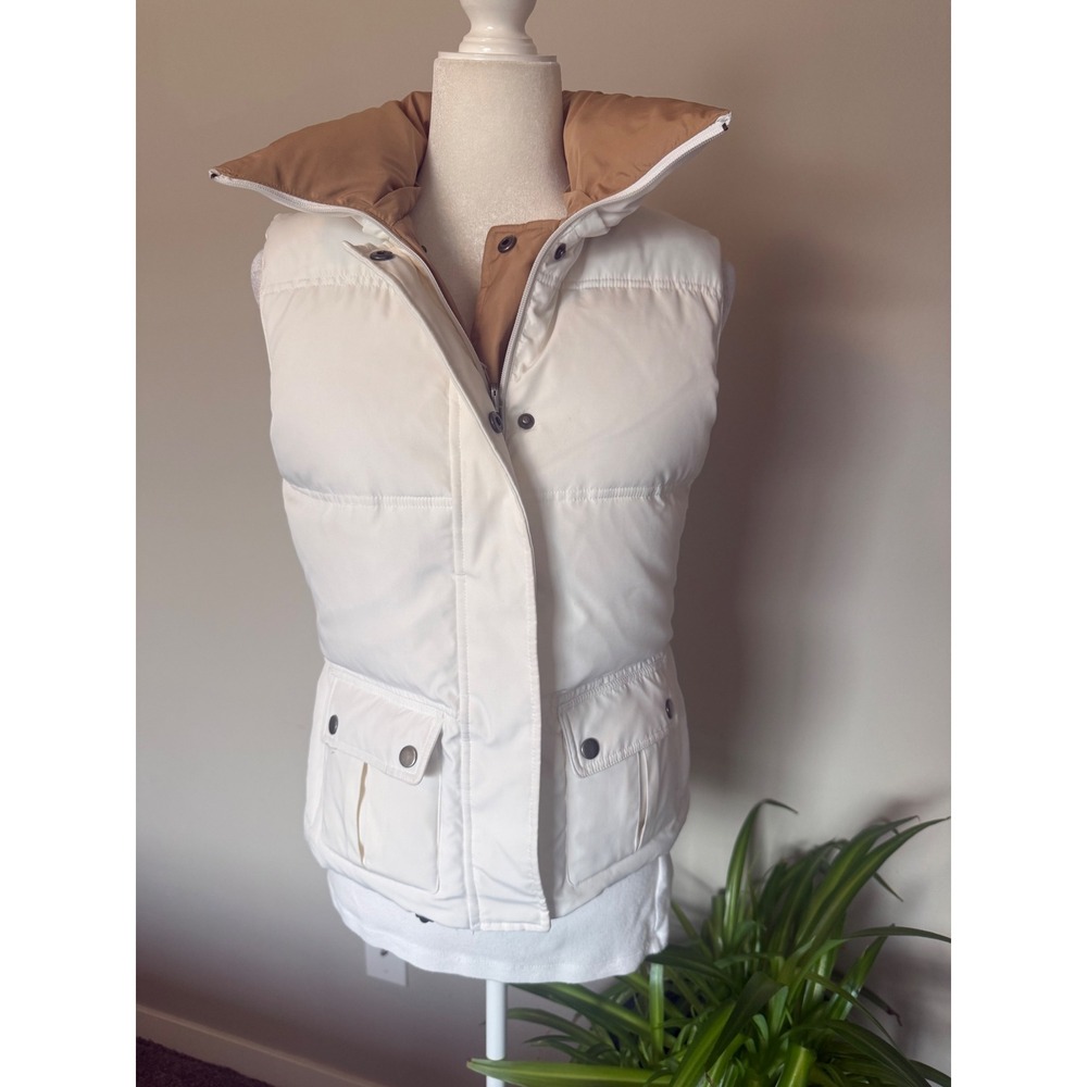 VTG Marvin Richards Puffer Vest Reversible White/ Carmel Tan EUC Down Y2K XS